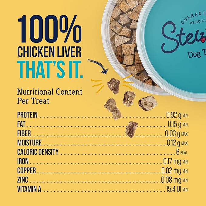 Stewart 100% Chicken Liver Dog Treats, 11.5 oz Tub, ~215 Pieces, Freeze Dried Raw, Single Ingredient, 60% Protein Training Treats or Meal Topper, Grain Free, Gluten Free