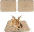 KEYIDE 2Pc Bunny Scratch Pads, Natural Sisal Rabbit Scratching Mat for Nails, Chew Toys for Indoor Pet Guinea Pigs Chinchillas Ferrets Sleeping Playing, 16"X12"