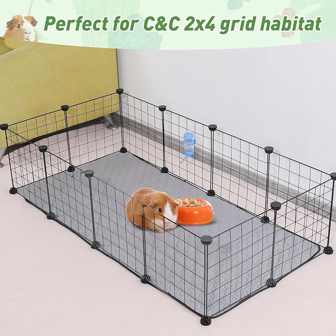 2Pack Guinea Pig Cage Liners, LWYMX 24''X36'' Washable Guinea Pig Pee Pads, Non Slip Reusable Super Absorbent Guinea Pig Training Mat Bedding Fleece for Small Animals Hamster Rabbit Chinchilla Rat