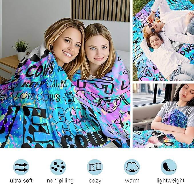 Cow Blanket Gifts for Cows Lovers Soft Flannel Cow Throw Blanket Birthday Stuff Gifts Bedding Decor for Kids Adults 50"x40"