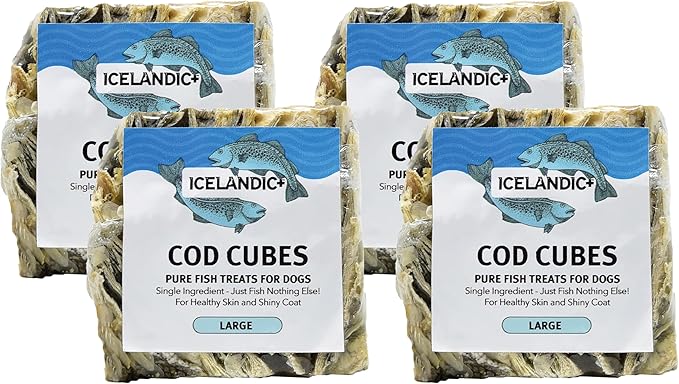 Icelandic+ Large Cod Skin 2" Cube Dog Treat (Pack of 4)