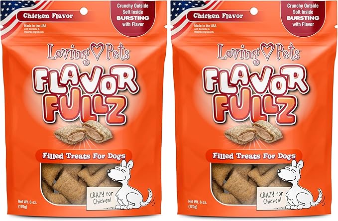 Loving Pets Flavorfullz Filled Treats for Dogs, Chicken 6 oz. (Pack of 2)