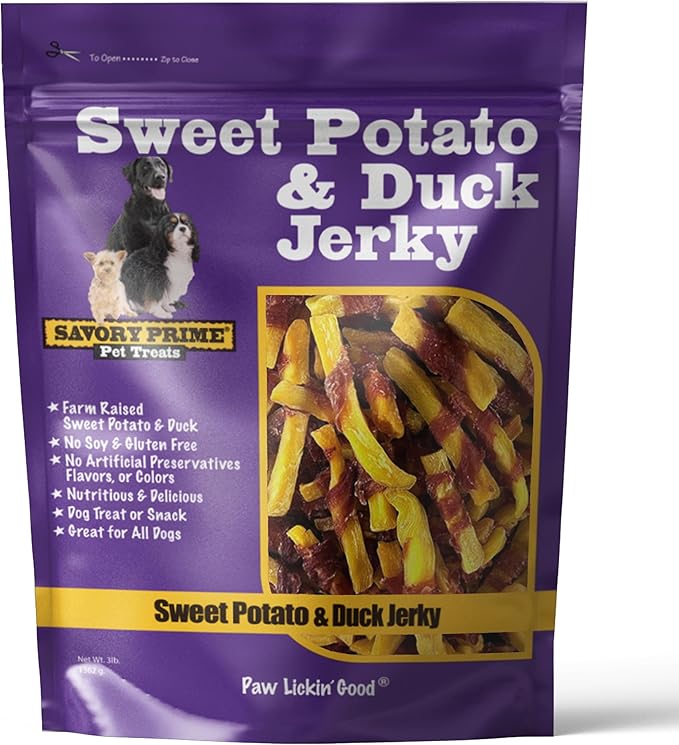 Savory Prime Sweet Potato & Duck Jerky Wrap Dog Treats, Made with 100% Real Duck Breast, Farm Raised, Rawhide Free, Healthy, Easily Digestible, Limited Ingredient, 3 Pounds (Pack of 1)