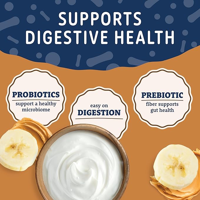 Natural Balance Yo-Gut Bites Crunchy Dog Treats with Real Peanut Butter & Banana, Greek Yogurt Drizzle, Probiotics for Digestive Support, 4.5oz Bag