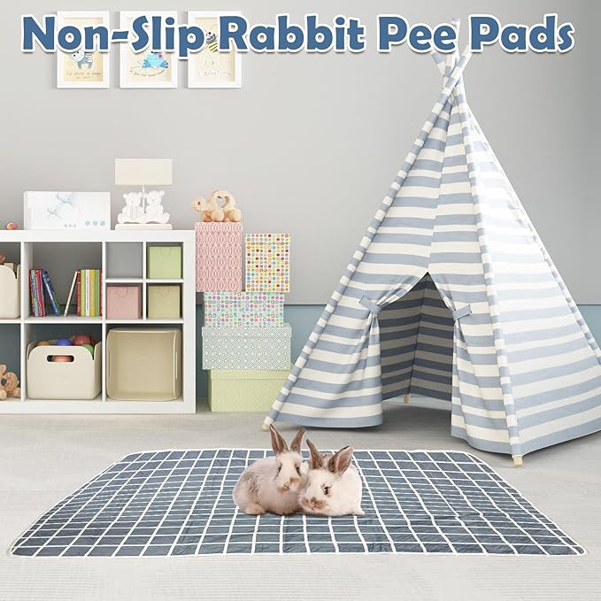 PINVNBY 2 Pack Guinea Pig Cage Liner, 57.1" x 38" Washable Pee Pads for Rabbit Waterproof Reusable Guinea Pig Mat Fast and Super Absorbent Bedding for Small Animals Rabbit Hamster Chinchillas