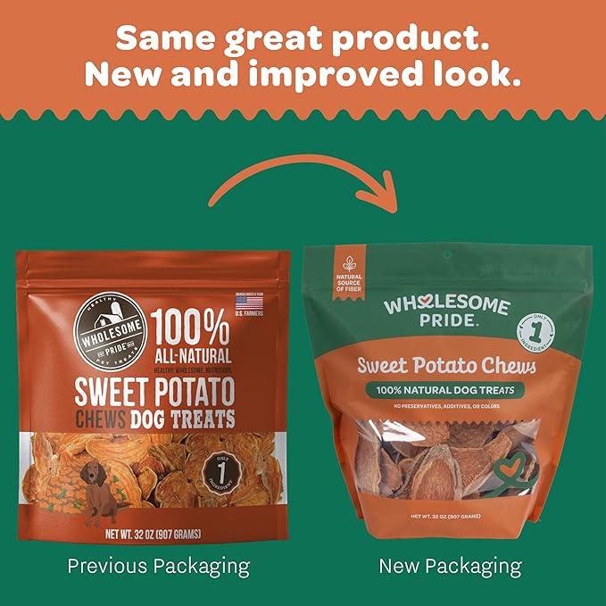 Wholesome Pride Sweet Potato Chews 100% All-Natural Single Ingredient Dog Treats, 8 oz