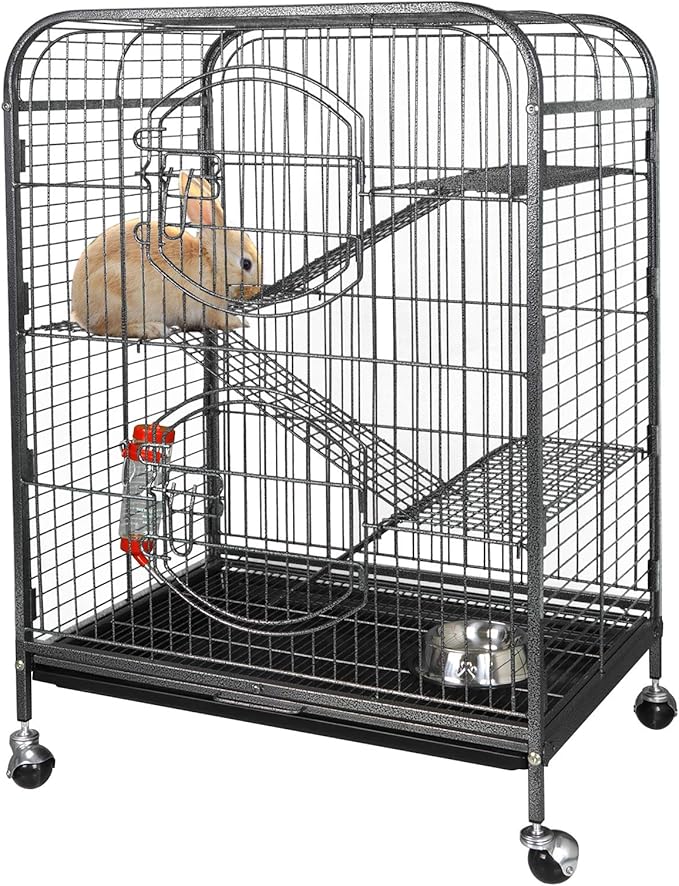 ZenStyle 37” Small Animal Cage Indoor Portable Pet Habitat with 2 Front Doors and Pull Out Tray for Ferret/Rat/Cat/Hamster/Chinchilla/Guinea Pig/Bunny or Other Small Pets