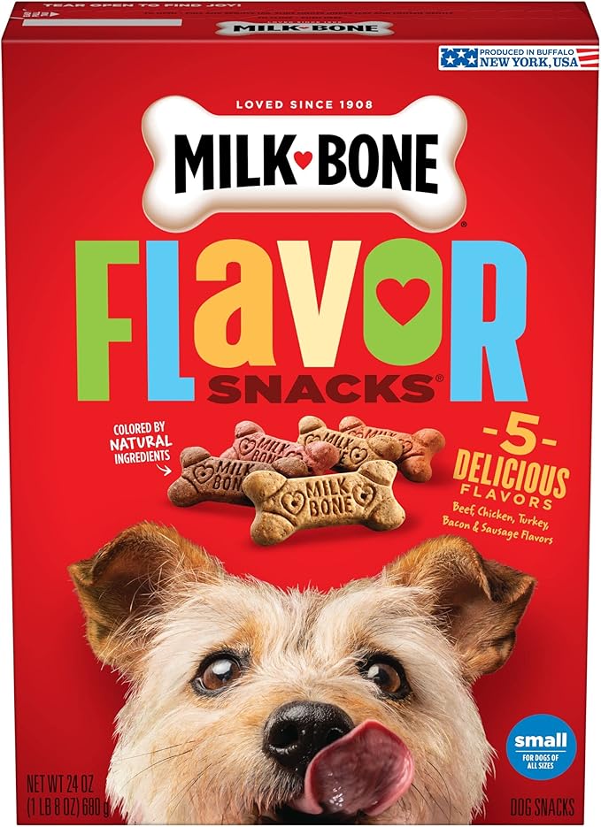 Milk-Bone Dog Treats Bundle: MaroSnacks Beef 40 Ounce + Flavor Snacks Small Biscuit 24 Ounce
