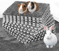 BNOSDM 12Pcs Guinea Pig Plush Pads, Reusable Rabbit Sleeping Floor Mats with Edging, Washable Guinea Pig Fleece Cage Liners, Soft Warm Bunny Bedding, Cage Pad for Small Animals (11.8", Gray)
