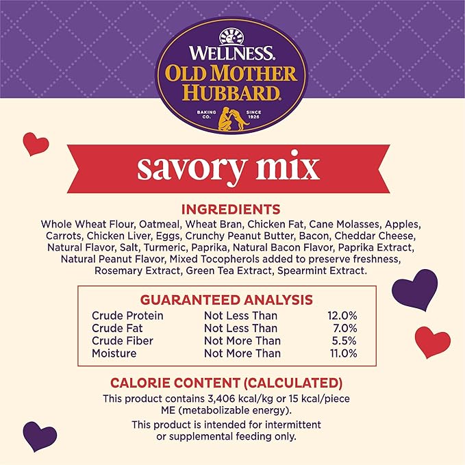 Old Mother Hubbard Wellness Savory Mix Dog Biscuits, Natural, Training Treats, Mini Size, (20 Ounce Bag)