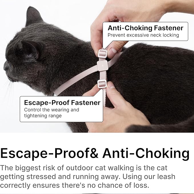 Cat Harness and Leash 2-in-1, Escape Proof Anti-Chocking Harness Adjustable Lighweight Leash Walking Outoor Training for Kitten Small Large Cats Puppy, US IDA Bronze Award (Monet Purple)