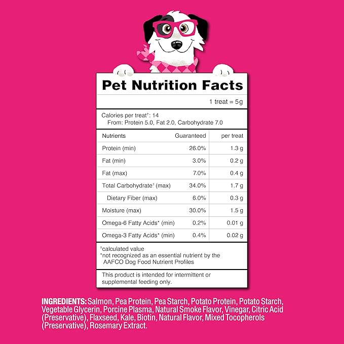 CHAMPS Soft Healthy Dog Treats for Skin & Coat Support Made with Omega 3, Biotin & Flaxseed - Grain Free Salmon - 16 oz