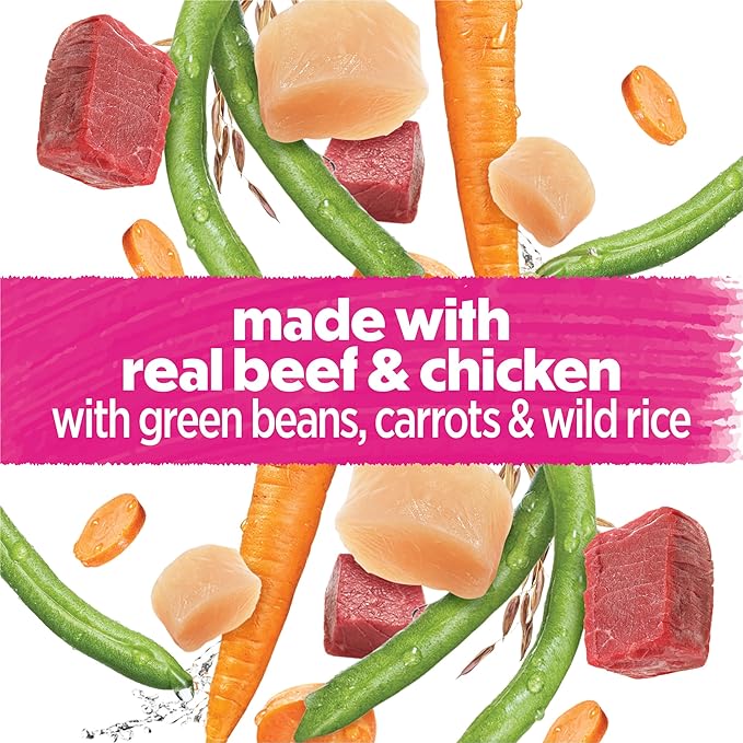 Beneful Purina Dog Food Freshly Prepared Meals Beef and Chicken Medley with Green Beans, Carrots and Wild Rice - (Pack of 16) 10 oz. Tubs