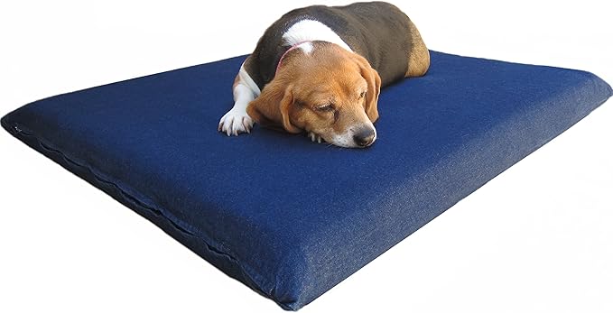 Dogbed4less 2 Pack Gel Cooling Memory Foam Dog Bed for Small to Medium Pet with Waterproof Internal Cover, Denim Blue 34X27X3 Inches