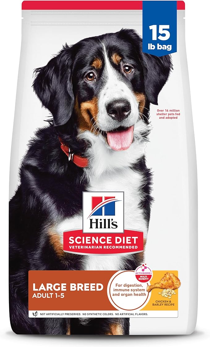 Hill's Science Diet Large Breed Adult 1-5 Dry Dog Food, Quality Protein for Joint Support & Lean Muscles, Chicken & Barley, 15 lb. Bag
