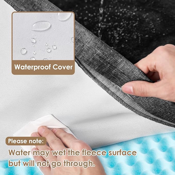 EHEYCIGA Orthopedic Dog Bed Waterproof 36"x27", Memory Foam Pet Bed for Larged Size Dogs, Washable Pet Mat with Removable Cover, Dark Grey