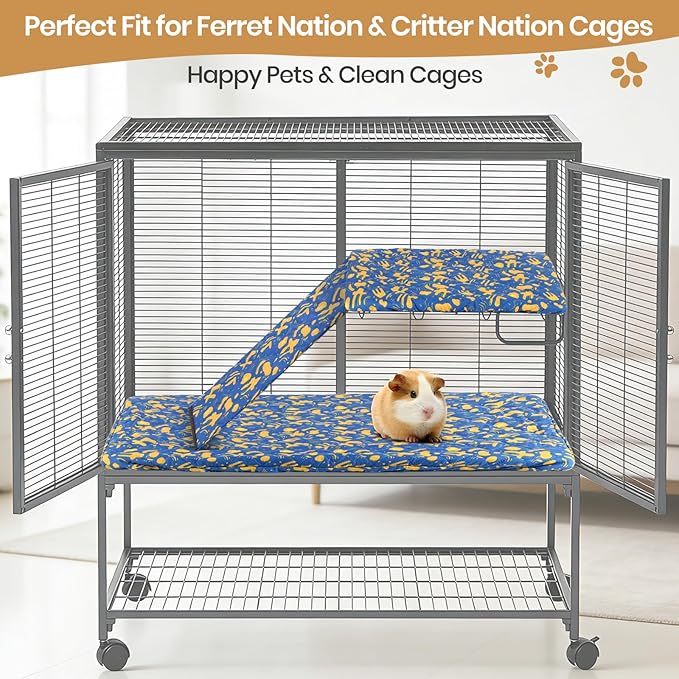 Fitted Liners for Ferret Nation, Critter Nation Cage - Washable Liner for Ferrets, Chinchillas, Rats, Guinea Pig, Hedgehogs & Other Small Animals - Waterproof Cage Accessory (Single Unit Set)