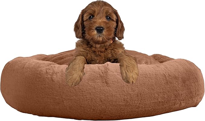 PETMAKER Dog Bed - Donut Pet Bed for Medium Dogs - Dog Bed with Removable Washable Cover and Anti-Slip Bottom - Puppy Essentials (Beige)
