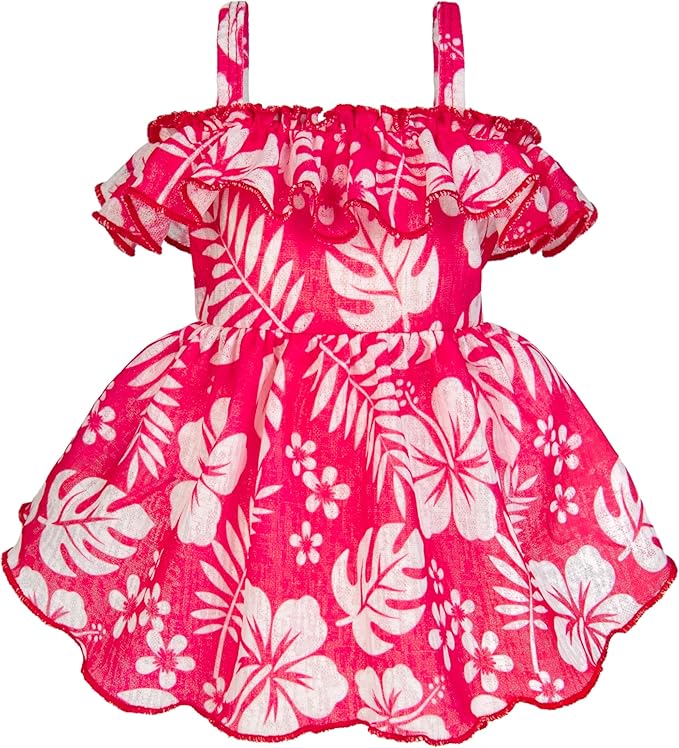 Fitwarm Tropical Dog Dress, Ruffled Doggy Hawaiian Dress, Dog Summer Clothes for Small Dogs Girl, Pet Outfit, Red, White, XS