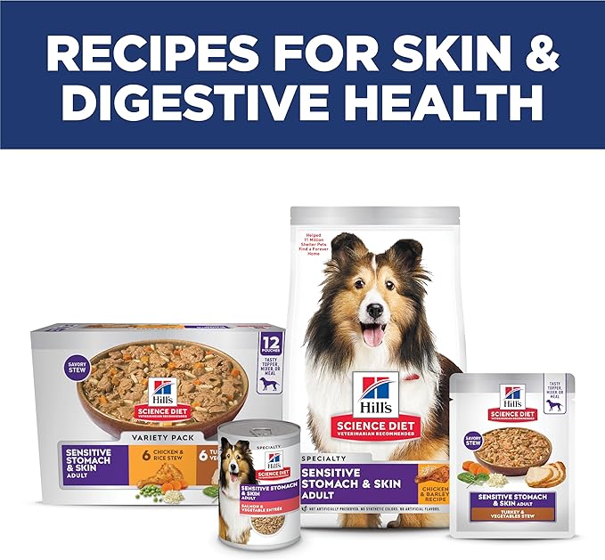 Hill's Science Diet Puppy Sensitive Stomach & Skin Wet Dog Food, Salmon & Vegetable Stew, 12.5 oz. Cans, 12-Pack