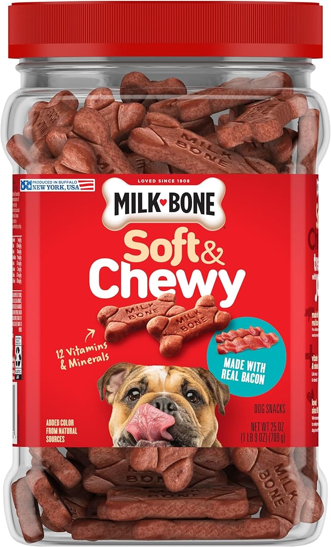 Milk-Bone Soft & Chewy Dog Treats Made with Real Bacon, 25 Ounce (Pack of 2)