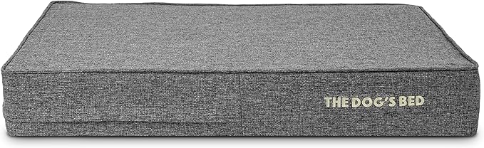 The Dog’s Bed Orthopedic Memory Foam Dog Bed for Large Dogs, Waterproof Washable Cover, Anti-Slip Base, Calming Surface – CertiPUR-Certified Foam, Grey Linen, 6 Inch Thick