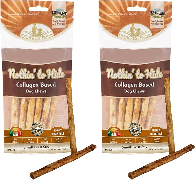 Fieldcrest Farms Nothing to Hide Natural Rawhide Alternative Small Twist Stix for Dogs (Pack of 2)
