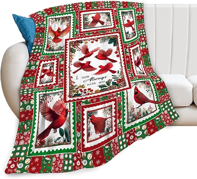 Cardinal Throw Blanket Red Bird Cardinal Stuff Gifts for Kids Girls Boys Adults Women Men Soft Cozy Warm Plush Fluffy Fuzzy Fleece Blanket Christmas Decor 40''X50''