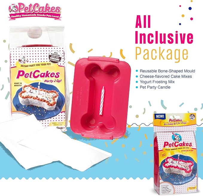 PetCakes Dog Birthday Cake Kit - All Natural Treats - Puppy to Large Dogs, Cheese Flavor - 5.5 Oz