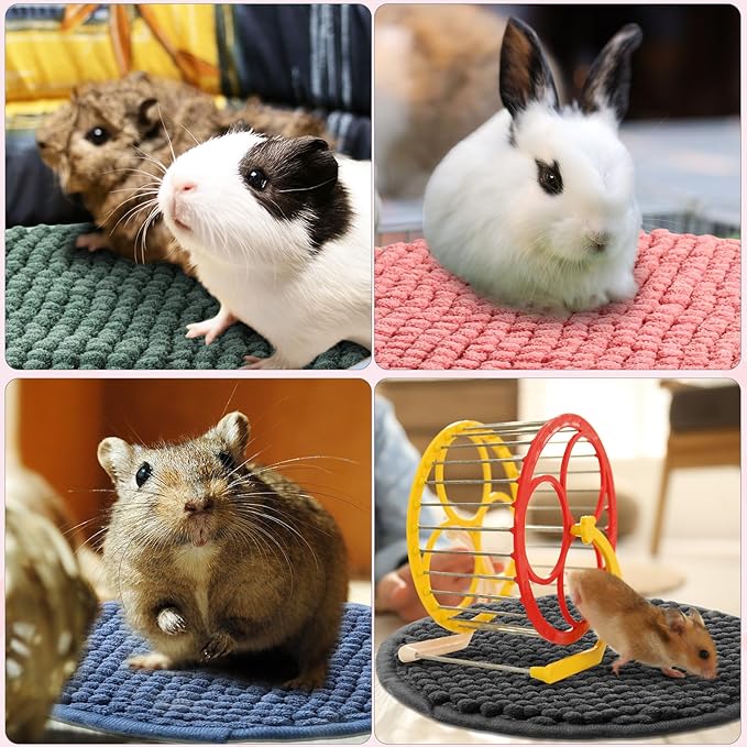 Amylove 4 Pcs Guinea Pig Cage Liner Washable Fleece Pee Pads Pet Dog Cat Bedding Training Mat for Small Animal Guinea Pig Puppy Bunny Hamster(Diameter 7.8 Inch,Round,Mixed Color)