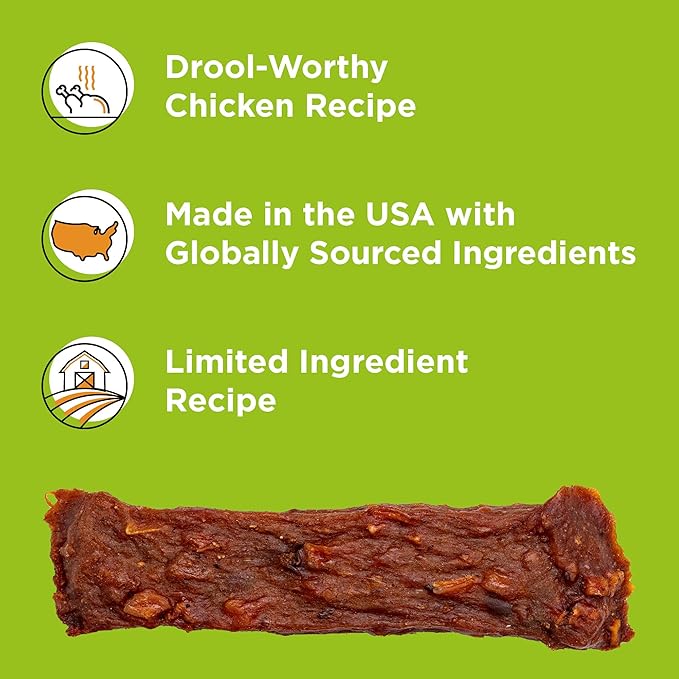 BIXBI Skin & Coat Support Chicken Jerky Dog Treats, 5 oz - USA Made Grain Free Dog Treats - Antioxidant Rich to Support Shiny, Full Bodied Coats - High in Protein, Whole Food Nutrition, No Fillers