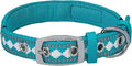 Blueberry Pet Reflective Jacquard Dog Collar with Neoprene Padding & Metal Buckle | Soft & Adjustable Safety Collar - Peacock, Neck 13-16.5", for Medium Breed