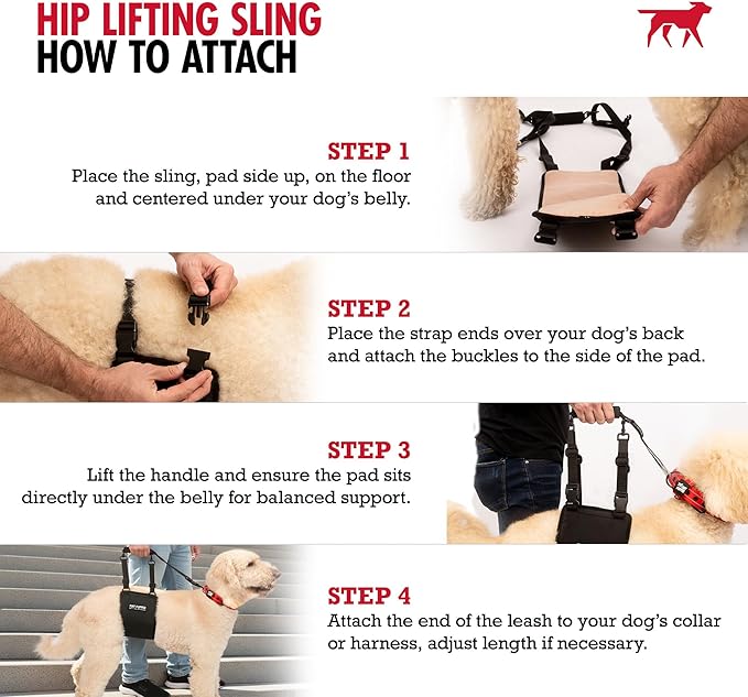 Tuff Pupper Dog Sling Hip Harness | Rear Lift Support for Senior & Injured Dogs | Adjustable Mobility Aid | Strong Padded Handle | Comfortable Design | Hip & Hind Leg Assistance (Tall, Female)