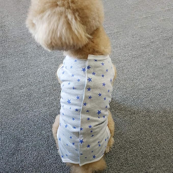 Dog’s Recovery Suit Post Surgery Shirt for Puppy, Wound Protective Clothes for Little Animals(Grey Stars-XL)