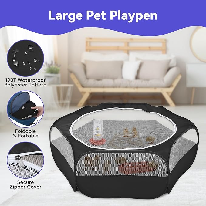 Pawaboo Chick Brooder Box for Chick Starter Kit, Brooder Pen/Chicken Supplies Brooders Box with Chicks Perch Brooding Up to 15 Chicks, Duck and Quail, Black