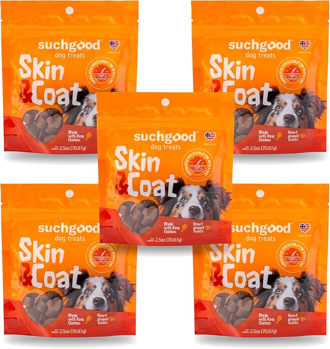 Ultra Chewy SuchGood Skin and Coat Supplement for Dogs - Omega Chews - Dog Fish Oil Supplements - Enhance Hair & Shine - Supports Healthy Coat & Skin - 175 Chews (Chicken Flavor, 5 Pack)