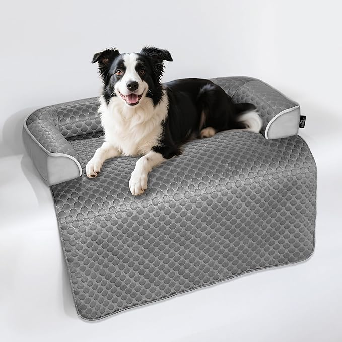 Cooling Mat for Dogs, Self Cooling Dog Bed for Couch, Orthopedic Pet Sofa Bed with Removable Washable Cover, for Crate Floor Car, Durable & Non-Gel, 41 x 37 inch, Grey