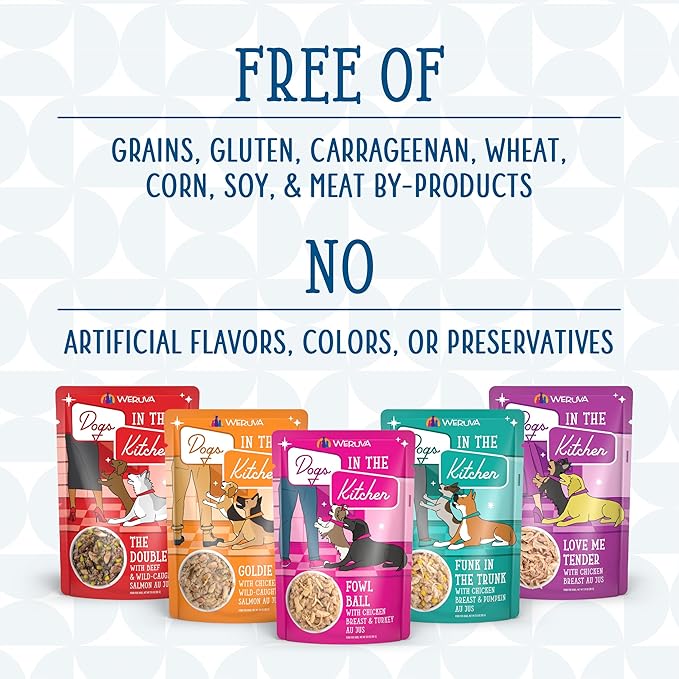 Weruva Dogs in The Kitchen, Love Me Tender with Chicken Breast Au Jus Dog Food, 2.8oz Pouch (Pack of 12), Purple