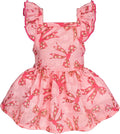 Fitwarm Ruffle Sleeves Bowknot Dog Dress, Birthday Clothes for Small Dogs Girl, Pet Outfit, Pink, XS