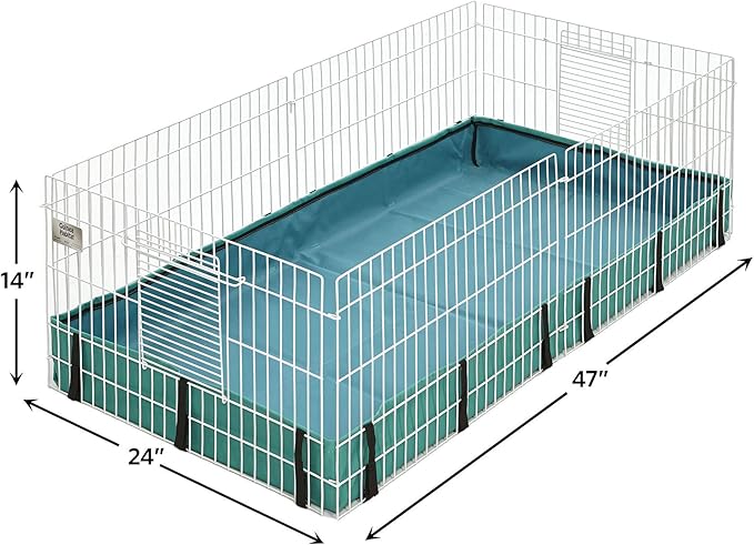 MidWest Homes for Pets Guinea Habitat Cage, Washable PVC Canvas Bottom, Secure Sides, Tool-Free Setup, Expandable Small Animal Cage for Guinea Pigs, 171GH