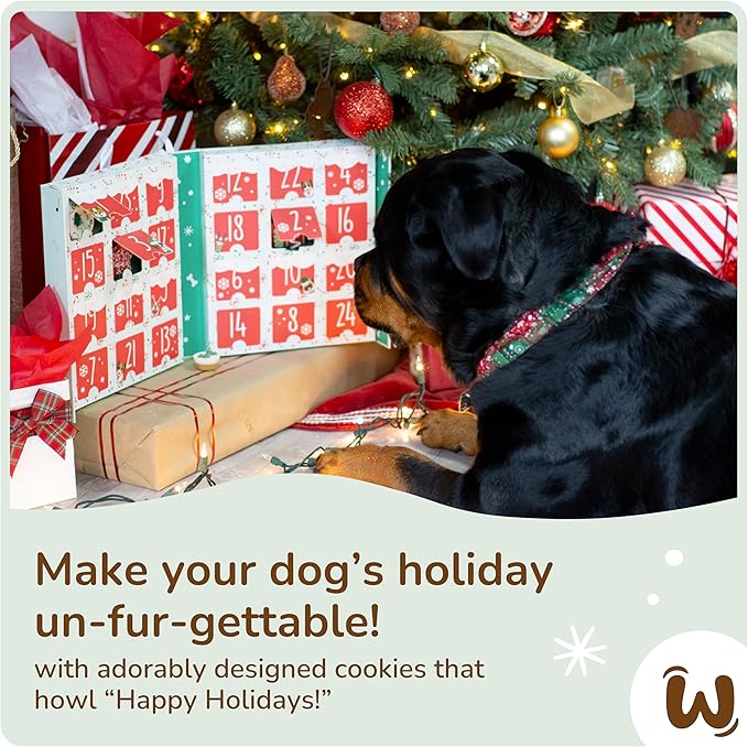 Wufers Singing Advent Calendar for Dogs | Handmade, Hand-Decorated, Dog Treats | 24 Day Countdown to Christmas for Dogs | Locally and Sustainably Sourced