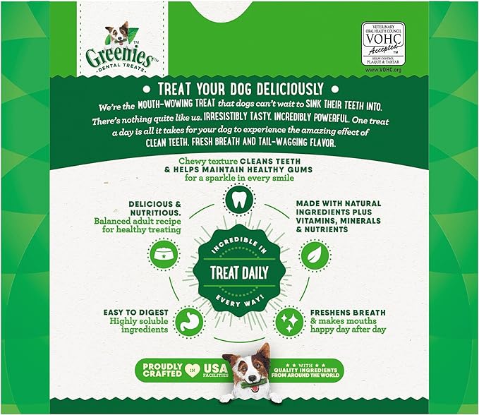 Greenies Veterinarian-Recommended Adult Natural Dental Dog Treats Petite Size, Dog Dental Chews, Original Flavor, 54 oz. Pack, 90 Count