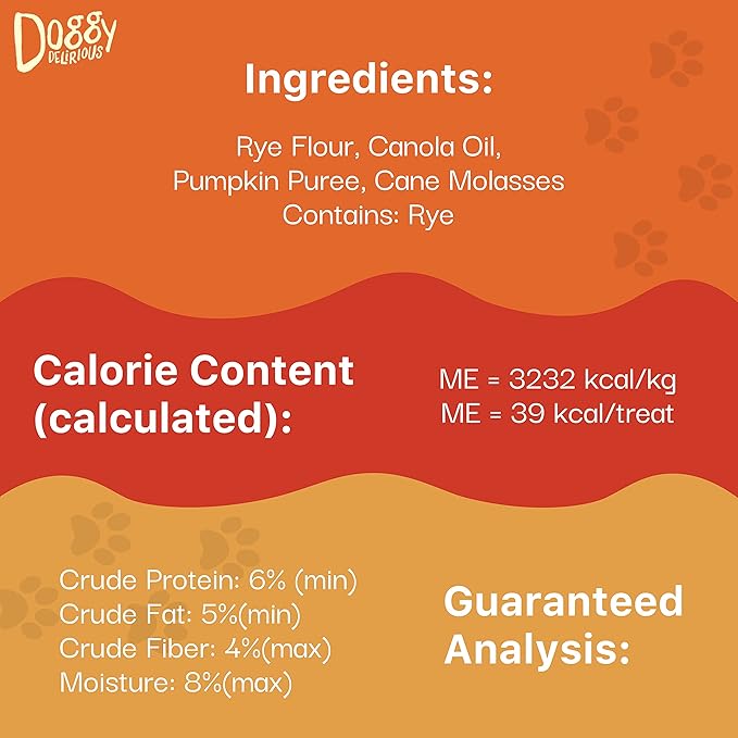 Doggy Delirious Crunchy Dog Treats – for All Pet Sizes, Breeds – All-Natural Puppy Treat – 100% Human-Grade – Delicious Pet Treat Bones, Snacks for Dogs – Pumpkin, 16 Oz.