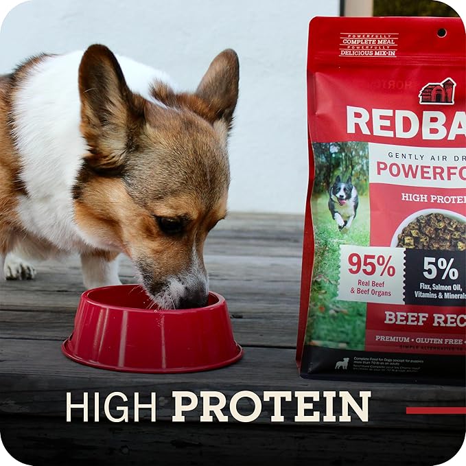 Redbarn Powerfood Air Dried Dog Food - 95% Beef & Beef Organs - High Protein Grain-Free Non-GMO Premium Dry Full Feed or Topper Made in USA with Omega 3 Salmon Oil Flaxseed - 2.5 Ounce