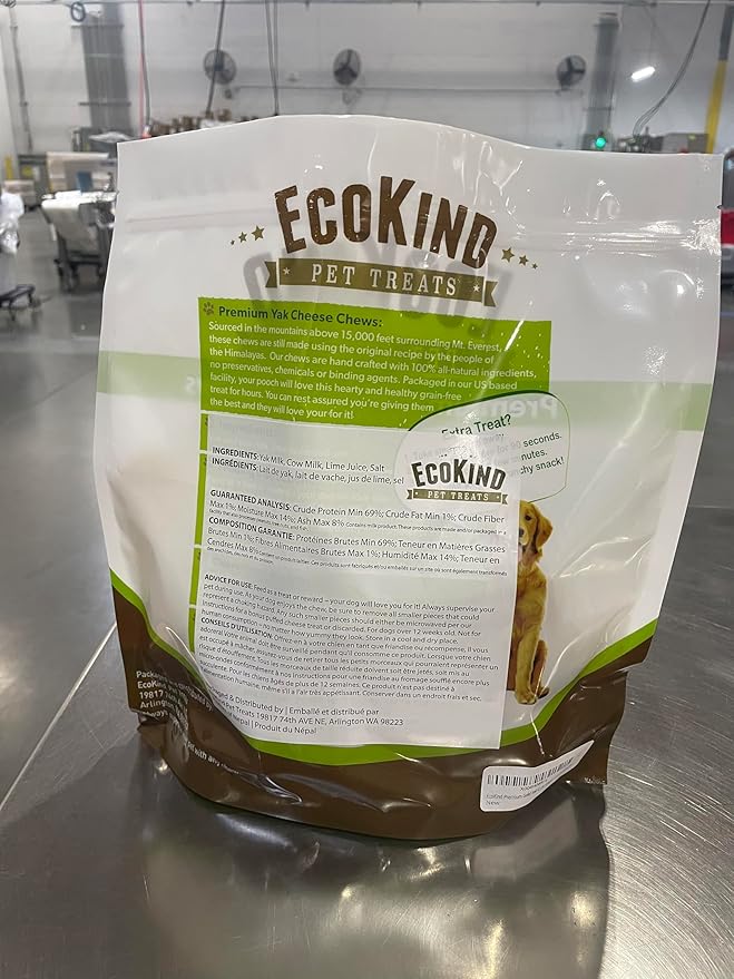 EcoKind Premium Gold Yak Cheese Himalayan Dog Chews, Dog Treats Large Breed, All Natural, High Protein Dog Chew, Chicken, Large - 5 Chews