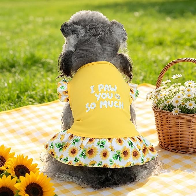 XPUDAC 4 Pack Cute Dog Dress for Small Dog, Floral Puppy Dress Sweet Girl Pet Skirt Outfits Colorful for Birthday Holiday Spring Summer Pet Clothes for Girls, XXS