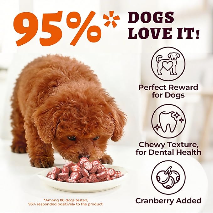 14.1oz Real Duck & Cranberry Filled Roll Dog Treats - Beef Hide Dog Chews for Tartar Control and Dental Care - Puppy Training Treats for All Breed,Large,Small Dogs