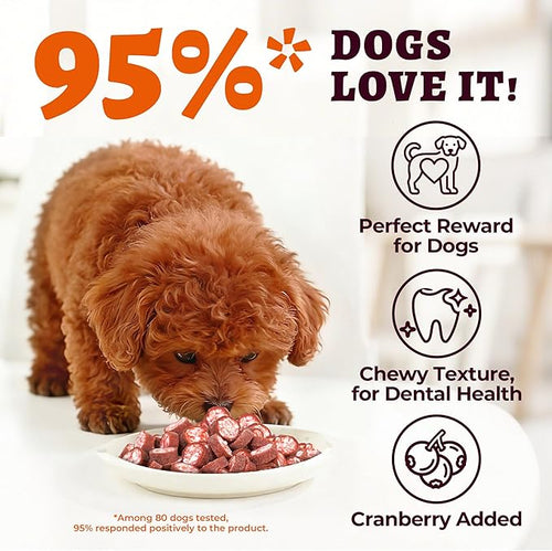 14.1oz Real Duck & Cranberry Filled Roll Dog Treats - Beef Hide Dog Chews for Tartar Control and Dental Care - Puppy Training Treats for All Breed,Large,Small Dogs