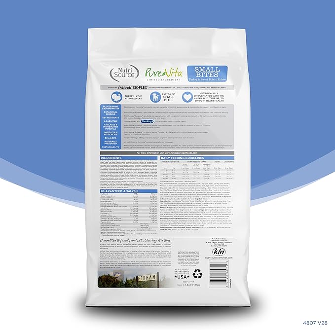 Pure Vita Grain Free Turkey & Sweet Potato Small Bites Dog Food 5lb