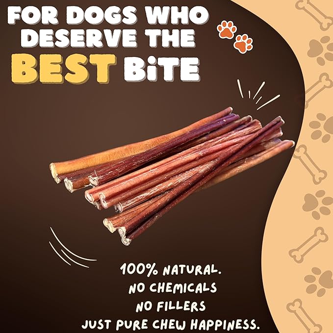 Woofley's 12 Inch Bully Sticks for Small Dogs - (15 Count) - Bully Sticks for Dogs - Long Lasting Dog Chews